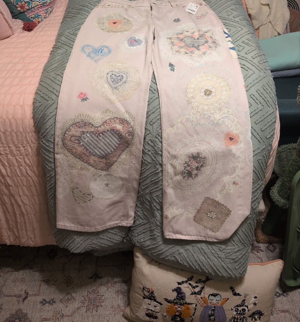 Free People Printed Straight Leg Jeans, SZ 31, NWT - Picture 4 of 10